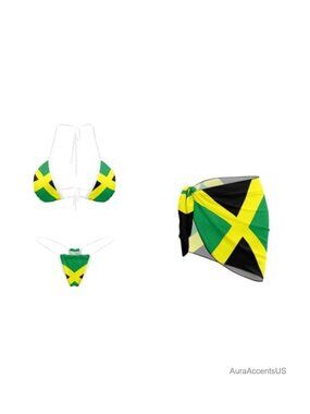 Sexy Thong Bikini Set with Sarong Wrap 3-Piece Halter Swimsuit Quick Dry